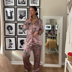 Olivia von Halle Mauve Satin Pajama Set